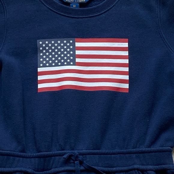 POLO RALPH LAUREN Girl’s Sweatshirt Navy America Flag Dress Size: 6X - Picture 3 of 8